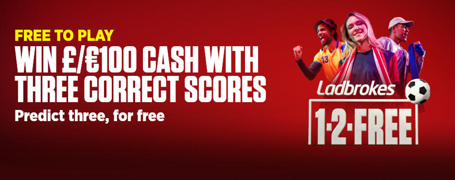 1-2-FREE - WIN _100 CASH WITH THREE CORRECT SCORES (Mobile Carousel 936x370) UK